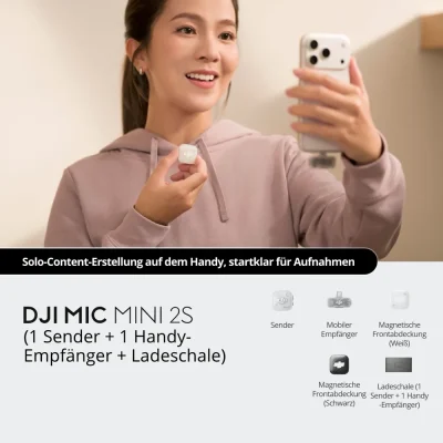 DJI Mic Mini 2S (1 Sender + 1 Handy-Empfänger + Ladeschale)